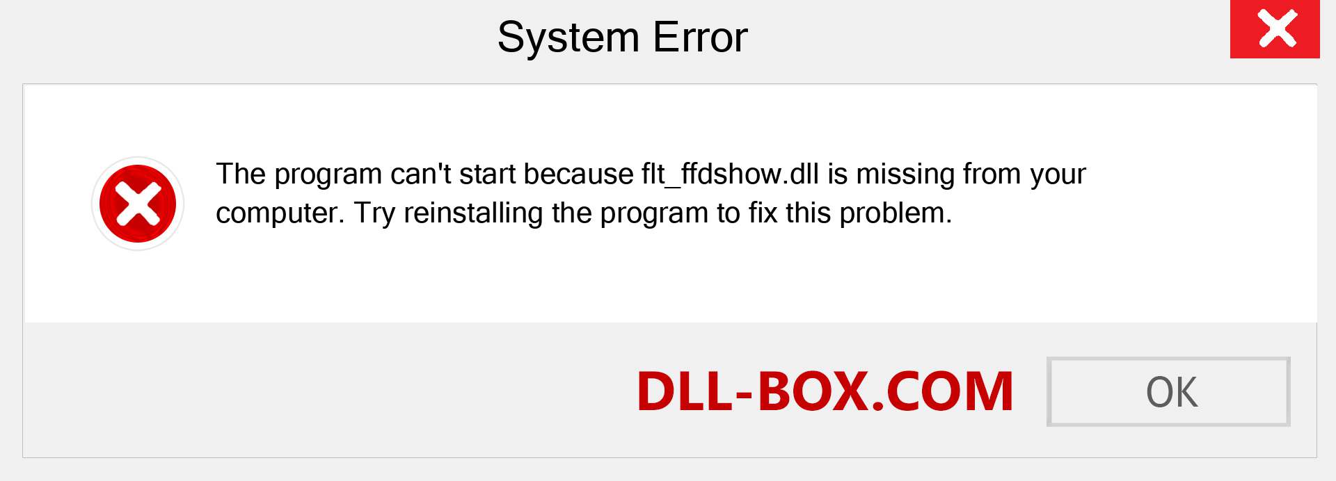  flt_ffdshow.dll file is missing?. Download for Windows 7, 8, 10 - Fix  flt_ffdshow dll Missing Error on Windows, photos, images